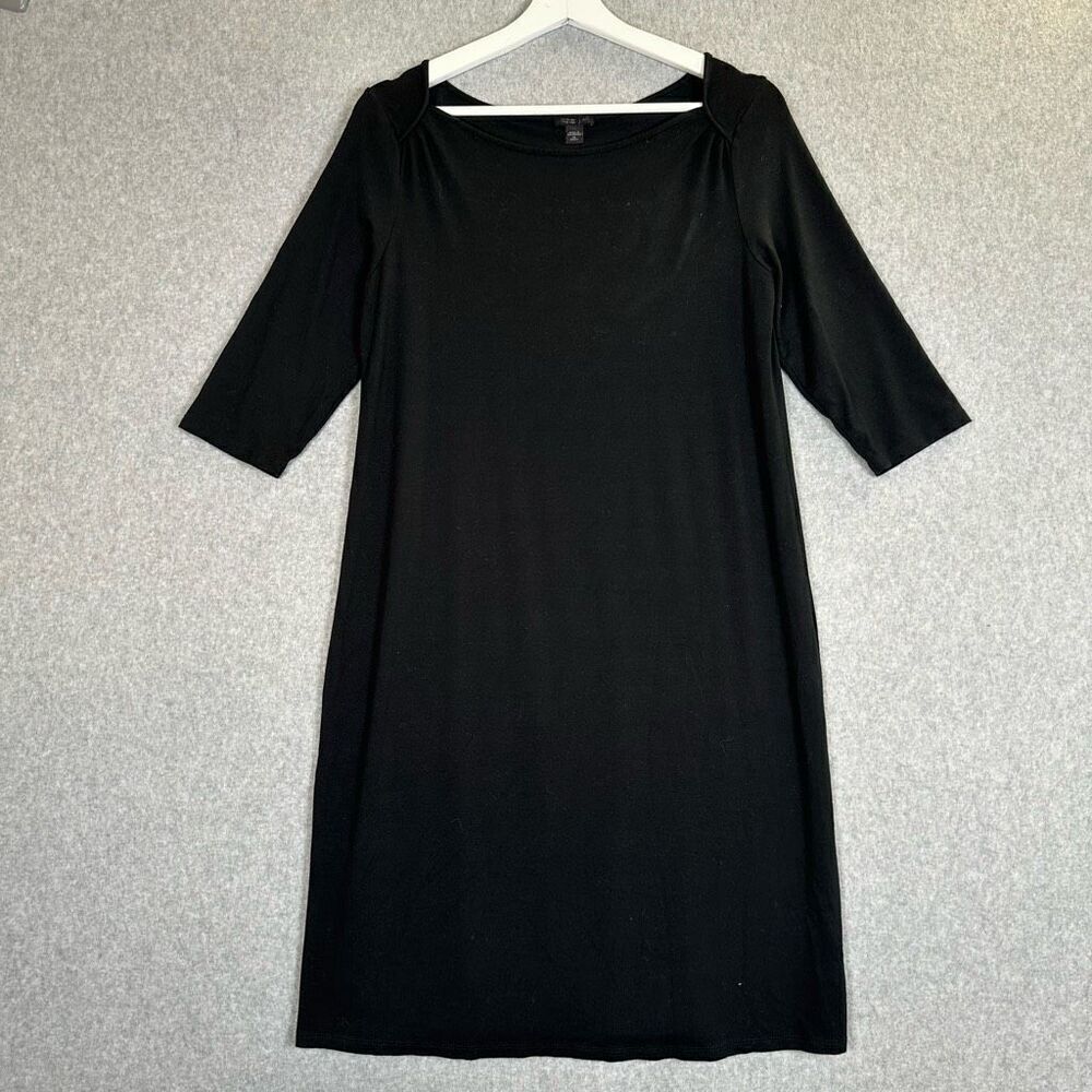 J Jill Wearever Womens Size XS Pullover Mini Shift Dress Black Short Sleeves